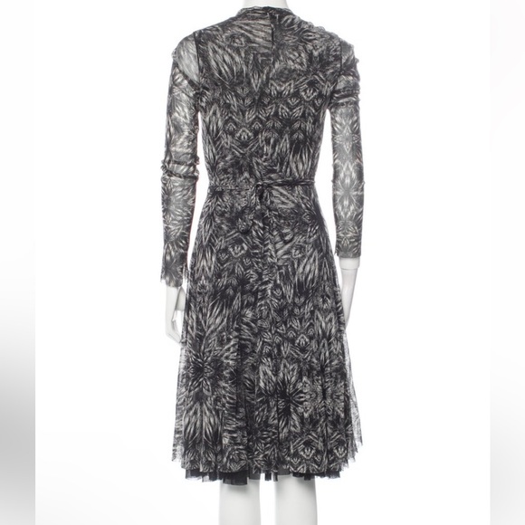 Fuzzi Sheer Mesh Black and White Abstract Print Whimsigoth Y2K Wrap Dress - Picture 3 of 11